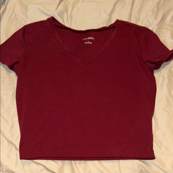 wild fable Tops - Red Crop Fitted Short Sleeve T-Shirt